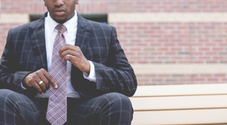 wearing a suit