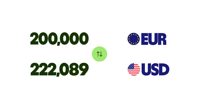 Eine Wise-Überweisung von Euro zu US-Dollar.